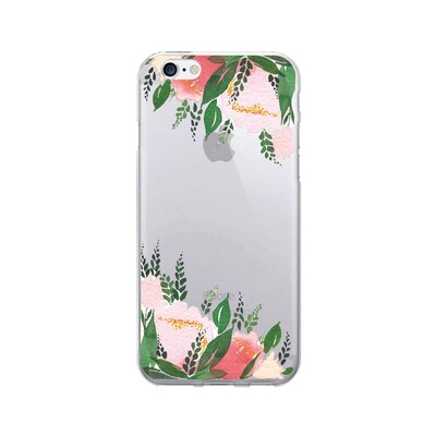 OTM Prints Clear Phone Case, Fern & Peonies Red & Green, iPhone 7/7S (OP-IP7V1CG-A-57)