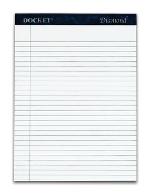 TOPS Docket Diamond Premium Stationery Tablets, 8-1/2 x 11-3/4, Legal Ruled, White, 50 Sheets/Pad,