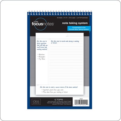 Tops FocusNotes Steno Pad, 6" x 9", White, 80 Sheets/Pad (90222)