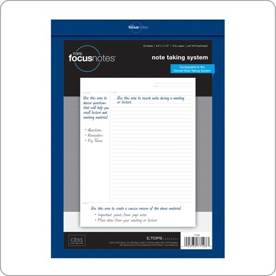 TOPS FocusNotes Notepad, 8.5" x 11", White, 50 Sheets/Pad (77103)