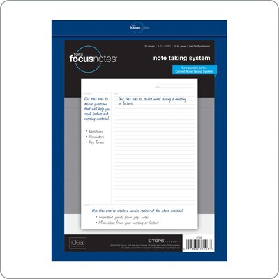 TOPS FocusNotes Notepad, 8.5" x 11", White, 50 Sheets/Pad (77103)