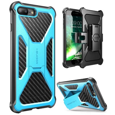 i-Blason Apple iPhone 7 Plus Transformer Series Kickstand Case with Holster - Blue (752454313129)