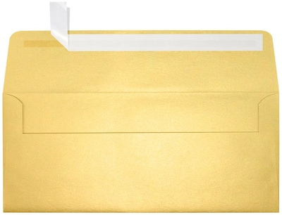 LUX 4 1/8" x 9 1/2" #10 80lbs. Square Flap Envelopes W/Glue Closure, Gold Metallic