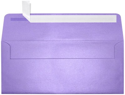 LUX 4 1/8" x 9 1/2" #10 80lbs. Square Flap Envelopes W/Glue Closure, Amethyst Metallic Purple