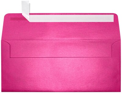 LUX 4 1/8" x 9 1/2" #10 80lbs. Square Flap Envelopes W/Glue Closure, Azalea Metallic Pink