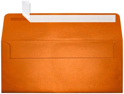 LUX 4 1/8 x 9 1/2 #10 80lbs. Square Flap Envelopes W/Glue Closure, Flame Metallic Orange