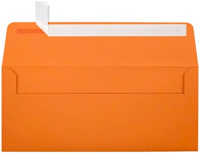 LUX 70lbs. 4 1/8 x 9 1/2 #10 Square Flap Envelopes W/Peel & Press, Mandarin Orange, 1000/BX