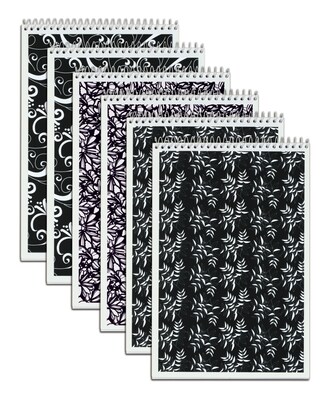 TOPS Designer Steno Pads, 6" x 9", Gregg Ruled, Black/White, 80 Sheets/Pad, 6 Pads/Pack (80230)