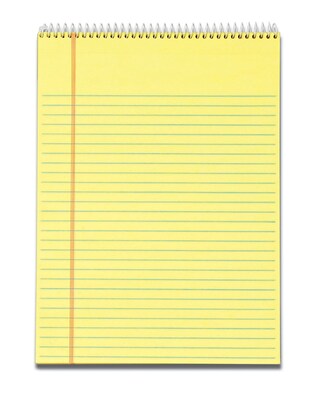 TOPS Docket Notepad, 8.5" x 11.75", Wide Ruled, Canary, 70 Sheets/Pad (63621)
