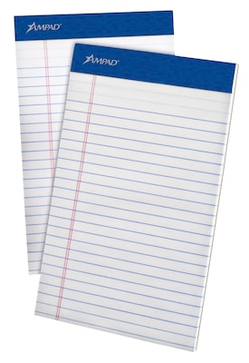 Ampad Notepad, 5 x 8, College Ruled, White, 50 Sheets/Pad, 12 Pads/Pack (TOP 20-170)