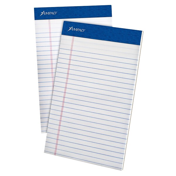 Ampad Notepad, 5 x 8, College Ruled, White, 50 Sheets/Pad, 12 Pads/Pack (TOP 20-170)