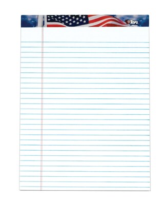 TOPS American Pride Notepads, 8.5" x 11.75", Wide, White, 50 Sheets/Pad, 12 Pads/Pack (TOP 75111)