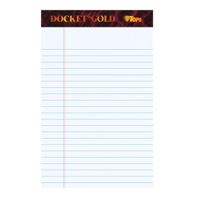 Docket® Gold Notepad, jr. Legal Rule, White, 20 lb, Rigid Back, 50 Sheets/Pad, 12 Pads/Pack, 5" x 8"