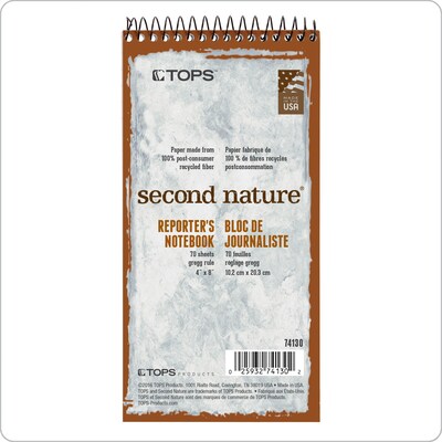 TOPS Second Nature Reporter's Notebook, 4" x 8", Gregg Ruled, Assorted Colors, 70 Sheets/Pad (74130)