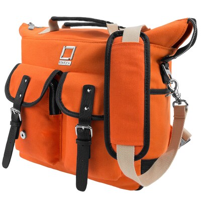 Lencca Mini Phlox Hybrid Backpack and Messenger Bag Orange 11 Inch (LENLEA053)