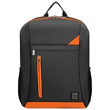 Vangoddy Adler Laptop Backpack, Fits up to 15.6 Laptop, Metallic Gray with Orange Trim