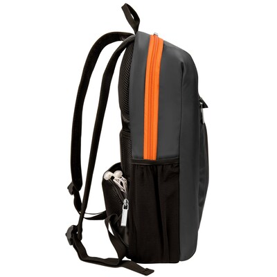 Vangoddy Adler Laptop Backpack, Fits up to 15.6" Laptop, Metallic Gray with Orange Trim