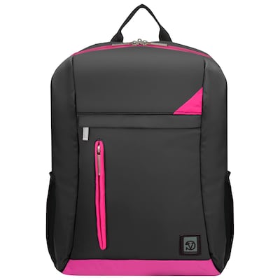 Vangoddy Adler Laptop Backpack Fits up to 15.6" Laptop Metallic Gray with Magenta Pink Trim
