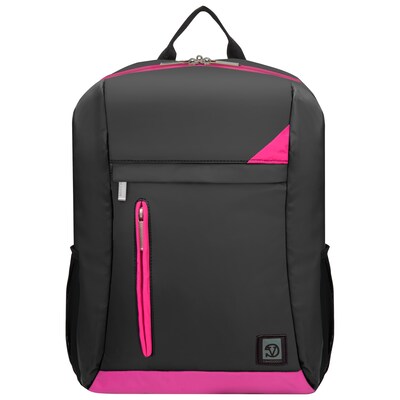 Vangoddy Adler Laptop Backpack Fits up to 15.6" Laptop Metallic Gray with Magenta Pink Trim