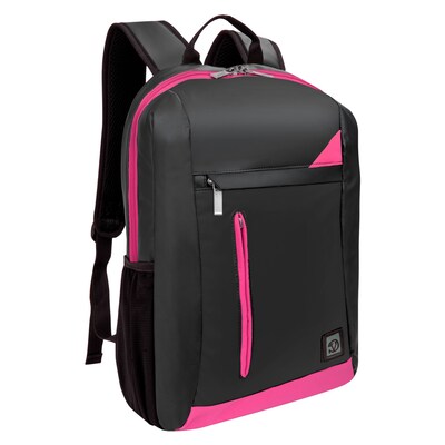 Vangoddy Adler Laptop Backpack Fits up to 15.6" Laptop Metallic Gray with Magenta Pink Trim