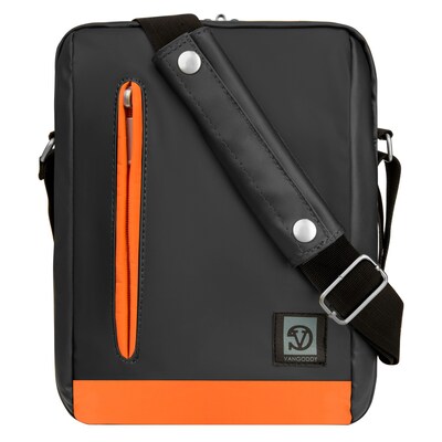 Vangoddy Adler Laptop Shoulder Bag 10.2" (Metallic Gray with Orange Trim)