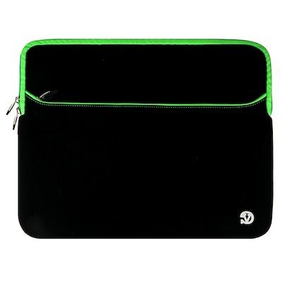 Vangoddy Neoprene Laptop Protector Sleeve Fits up to 15 Laptops (Black with Green Trim)