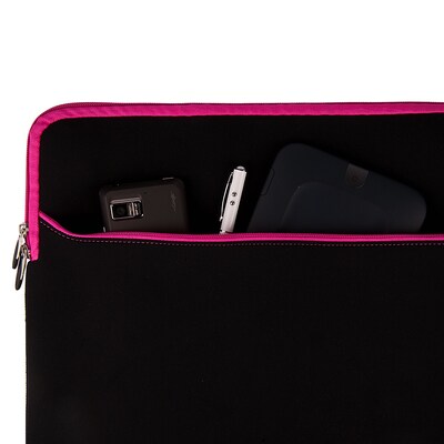 Vangoddy Neoprene Laptop Protector Sleeve Fits up to 15" Laptops (Black with Pink Trim)
