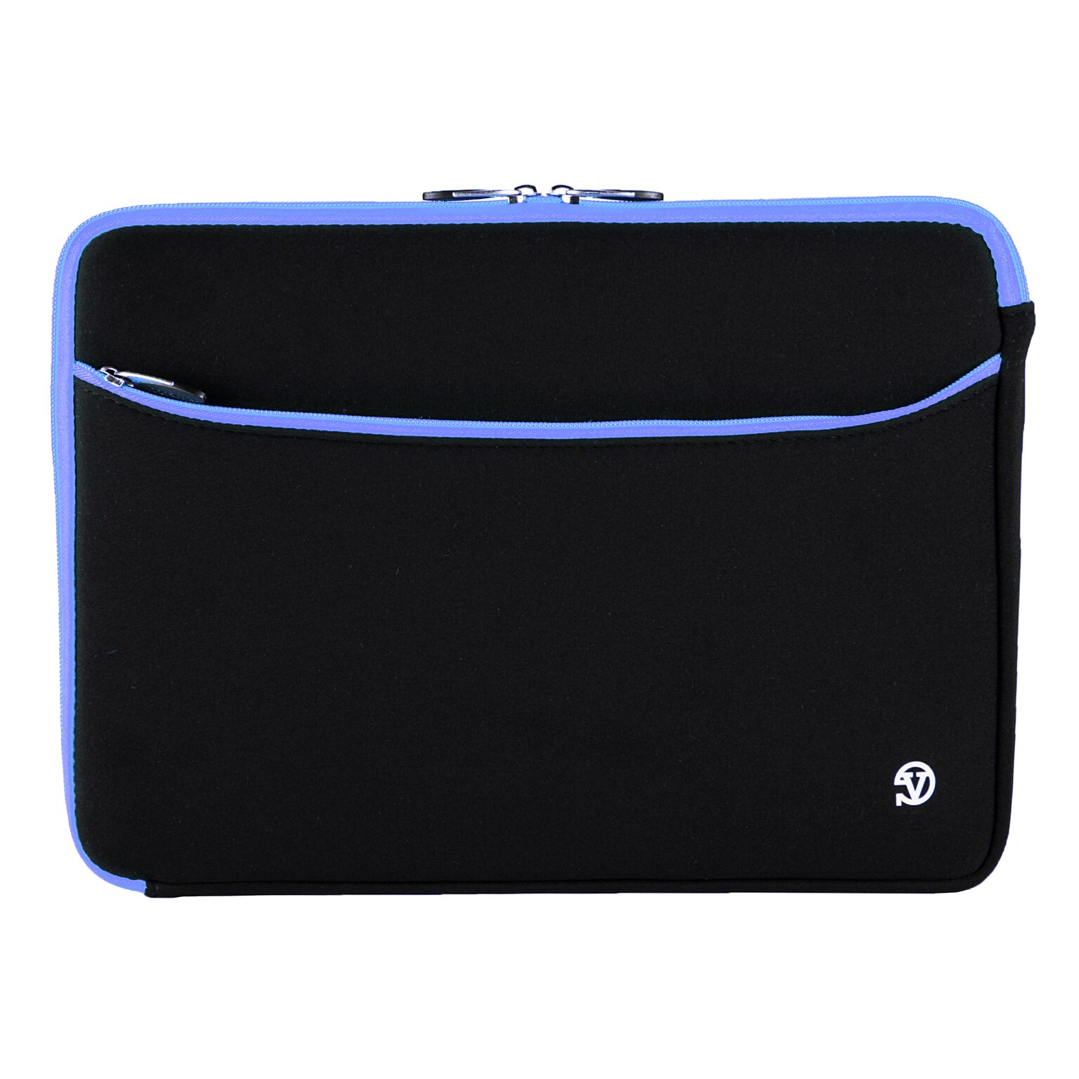 Vangoddy Laptop Carrying Sleeve with Front Pocket Fits up to 17 Laptops (Black with Blue Trim)