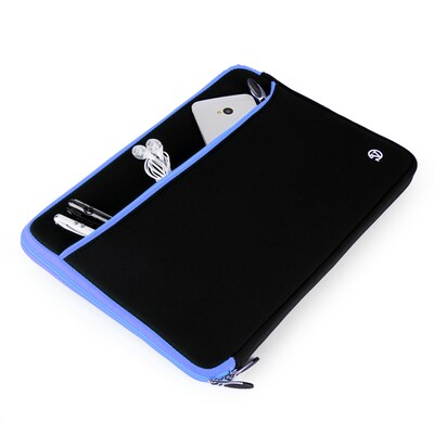 Vangoddy Laptop Carrying Sleeve with Front Pocket Fits up to 17" Laptops (Black with Blue Trim)