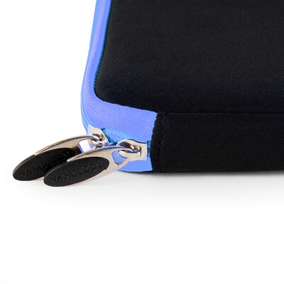 Vangoddy Laptop Carrying Sleeve with Front Pocket Fits up to 17" Laptops (Black with Blue Trim)