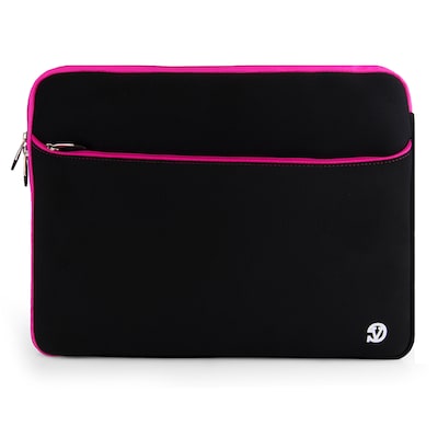 Vangoddy Laptop Carrying Sleeve with Front Pocket Fits up to 17 Laptops (Black with Pink Trim)