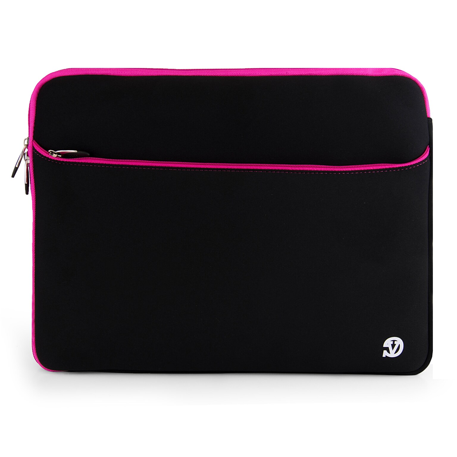 Vangoddy Laptop Carrying Sleeve with Front Pocket Fits up to 17 Laptops (Black with Pink Trim)