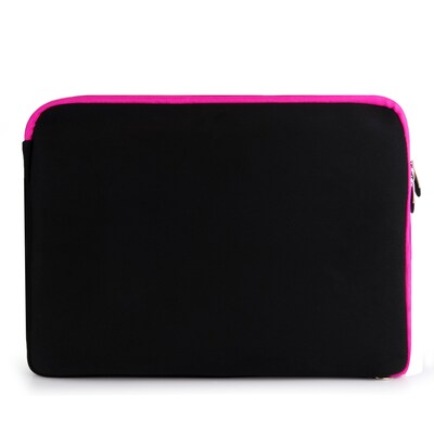 Vangoddy Laptop Carrying Sleeve with Front Pocket Fits up to 17 Laptops (Black with Pink Trim)