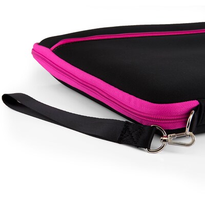 Vangoddy Laptop Carrying Sleeve with Front Pocket Fits up to 17" Laptops (Black with Pink Trim)