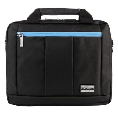 Vangoddy El Prado (Small) Laptop Messenger/Backpack (Black/Aqua)