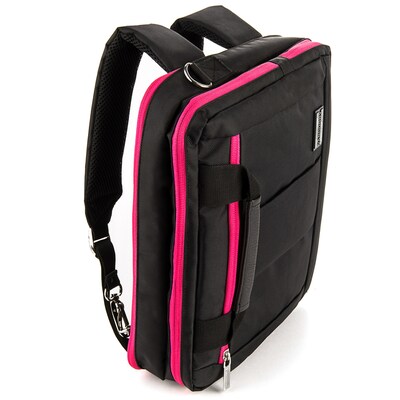 Vangoddy El Prado (Small) Laptop Messenger/Backpack (Black/Magenta)