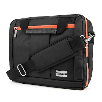 Vangoddy El Prado (Small) Laptop Messenger/Backpack (Black/Orange)