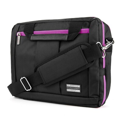 Vangoddy El Prado Small Laptop Messenger/Backpack, Black/Purple (NBKLEA275)