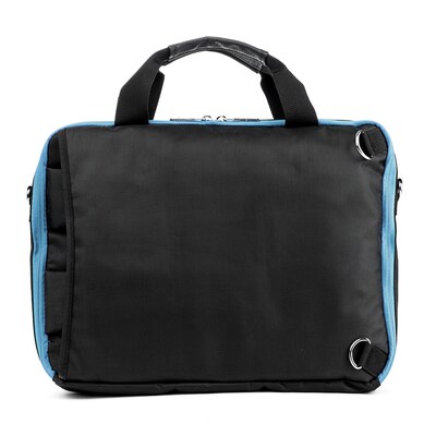 Vangoddy El Prado (Medium) Laptop Messenger/Backpack (Black/Aqua)