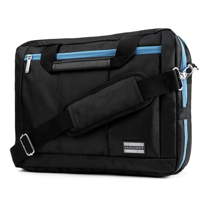 Vangoddy El Prado (Medium) Laptop Messenger/Backpack (Black/Aqua)