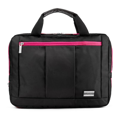 Vangoddy El Prado (Medium) Laptop Messenger/Backpack (Black/Magenta)