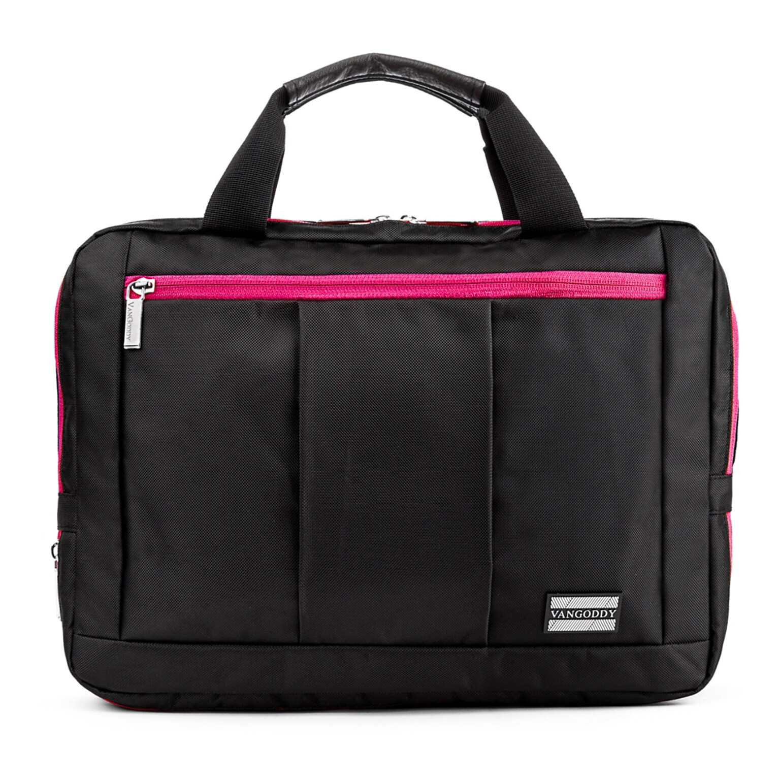 Vangoddy El Prado (Medium) Laptop Messenger/Backpack (Black/Magenta)