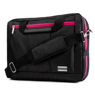 Vangoddy El Prado (Medium) Laptop Messenger/Backpack (Black/Magenta)