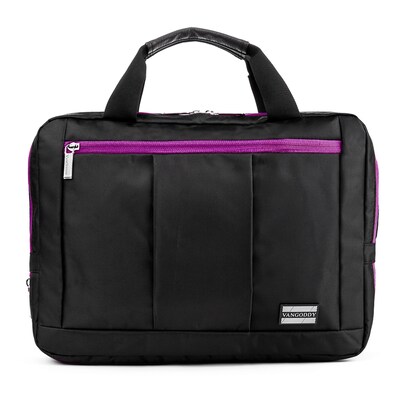 Vangoddy El Prado (Medium) Laptop Messenger/Backpack (Black/Purple)