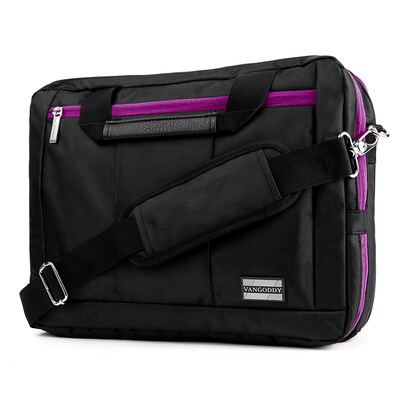 Vangoddy El Prado (Medium) Laptop Messenger/Backpack (Black/Purple)