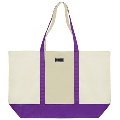 Vangoddy Isling Water Repellant Tote Bag w/ Removable Zippered Pouch (Natural/Purple)