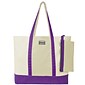 Vangoddy Isling Water Repellant Tote Bag w/ Removable Zippered Pouch (Natural/Purple)
