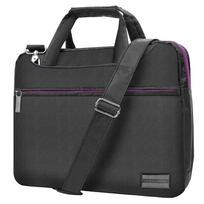 Vangoddy NineO Laptop Messenger Bag, Grey/Purple (NBKLEA295)