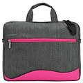 Vangoddy Wave Laptop Briefcase, Gray/Magenta Nylon (NBKLEA602)