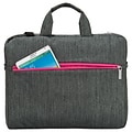 Vangoddy Wave Laptop Briefcase, Gray/Magenta Nylon (NBKLEA602)